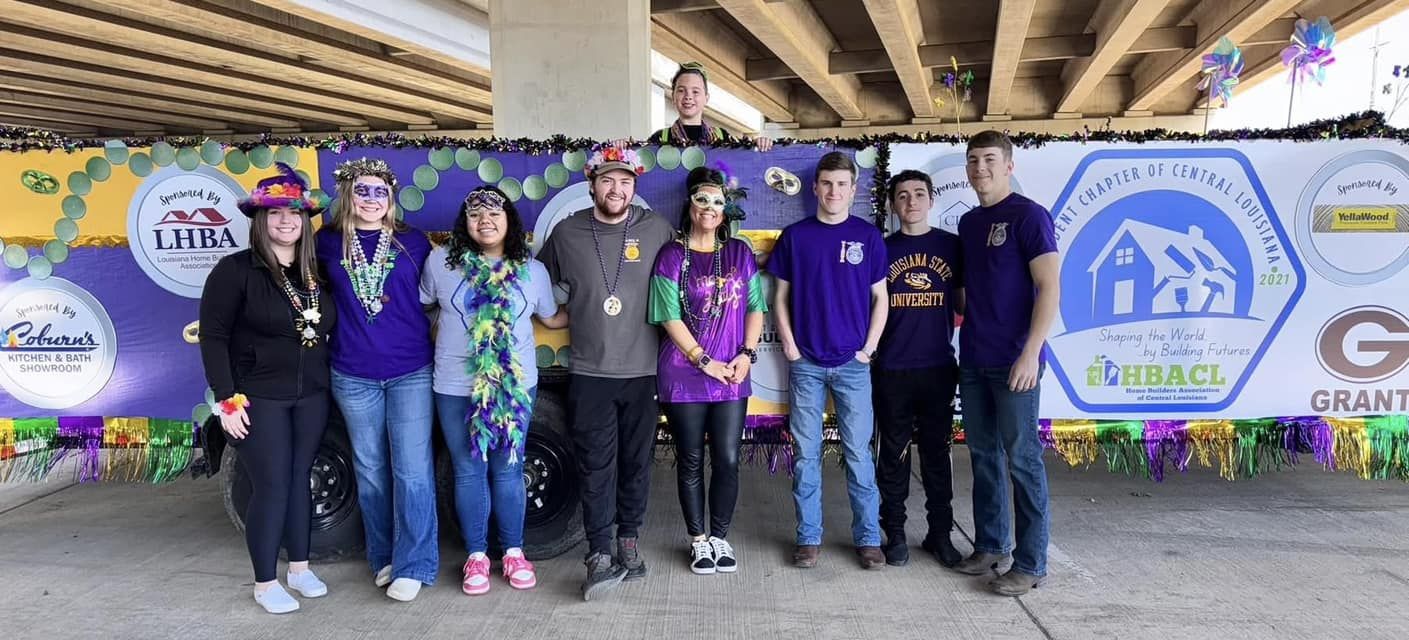 The Mardi Gras float crew